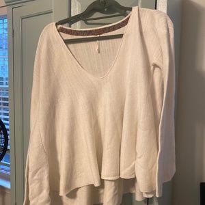 Free People White Large Sleeve Sweater